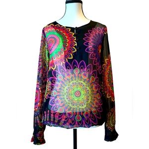 Desigual sheer top, EUC Size L